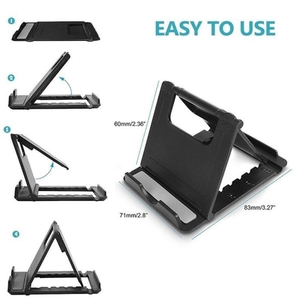 Mini bærbar, foldbar universal plastik telefon-tabletholder Blue