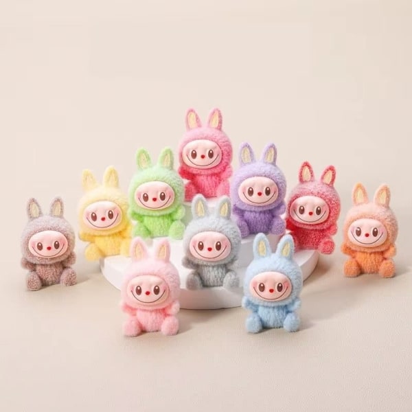 Labubu Macaron Plukket Mini Dukke Blind Æske Candy Farve Håndlavet Model Desktop Udsøgt Ornament Mystisk æske Perifere gaver Random 1 pcs