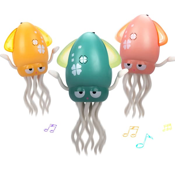 2025 Interactive Dancing Squid Toy for Toddlers - Light, Music & Tummy Time Fun Present Pink with box