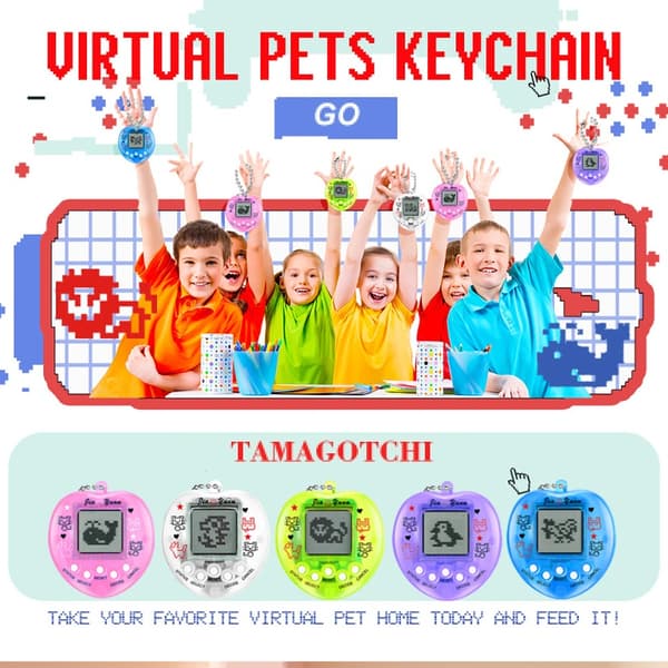 Tamagotchi 168-i-1 virtuell husdjursnyckelring leksak för barn - rolig digital cyberpresent för husdjur A01blue