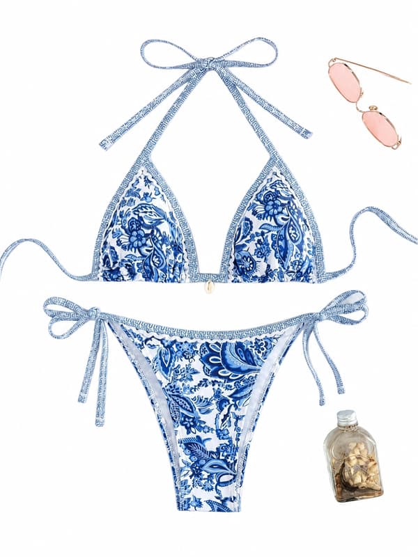 2026 Dam Badkläder Baddräkt Badkläder Halter String Triangel Tvådelad Bikini Dräkt Strandkläder Sommar S