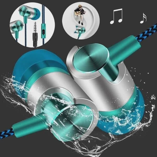 Trådbundna in-ear-hörlurar med mikrofon och volymkontroll, 3,5 mm Silver