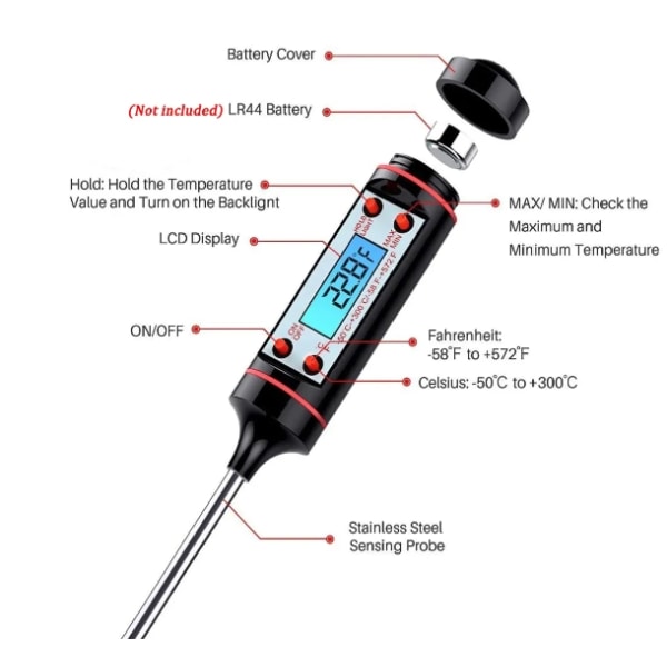 Digital Kökstermometer för Mat BBQ Vätskor Stektermometer