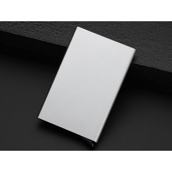 Pop-Up-korttipidike - Alumiininen lokero suojaa (RFID-turvallinen)-LEMAN Silver