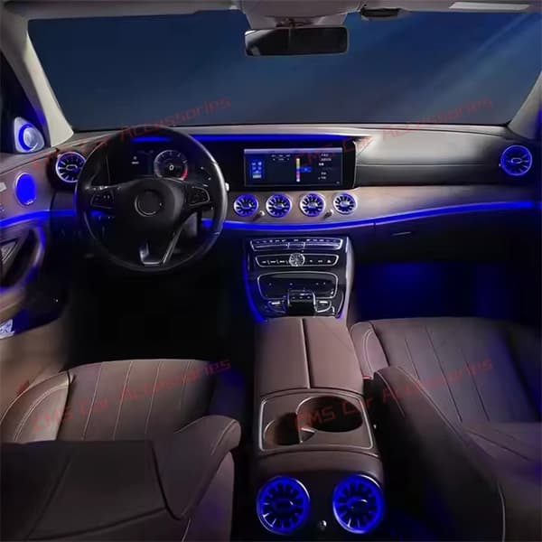 64 farver LED-luftventil 3D roterende diskanthøjttaler til Mercedes Benz W213 W238 C238 E-Klasse Coupé E53 AMG indvendig omgivende lys E Coupe Speaker Cove