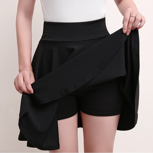 2025 Flared Nederdele Dame Basic Shorts Nederdel Mode Alsidig Sort Casual Mini Skater Medium Plisseret Fluffy Skirt Plus Size black Size XXL