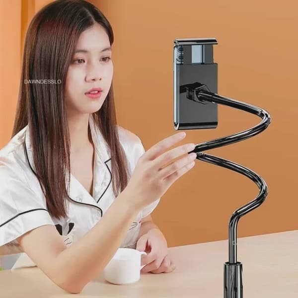 128 cm 360° fleksibel telefonholder stativ klemmemontering til iPhone Samsung 3,5-6,7" enheder White-Tab128cm