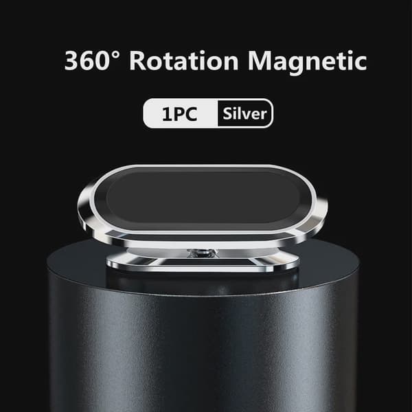 360° roterende magnetisk universal bilholder til iPhone Xiaomi Samsung mobilstativ Silver