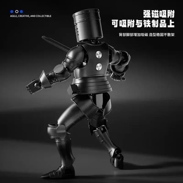 Knight Paladin Actionfigur – 13 ledbar rörlig robot – 3D-tryckt skyltdocka leksak BLACK