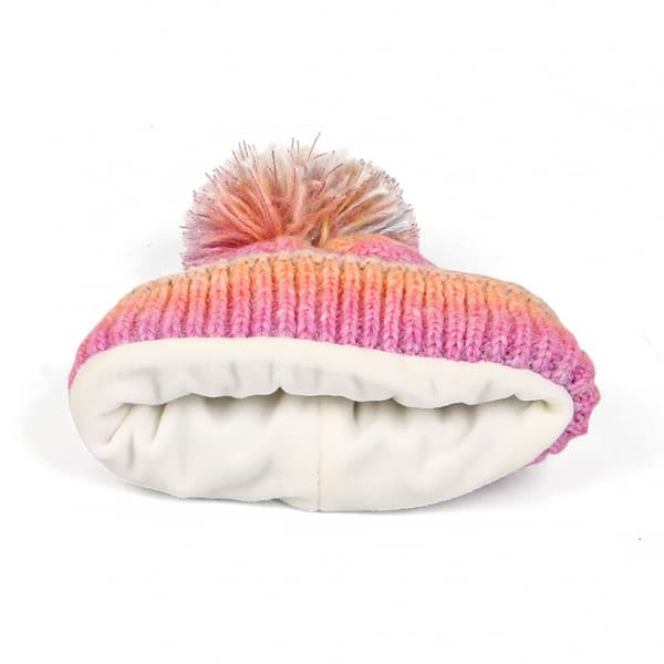 Barn Vintermössa Scarf Handskar Set - Varm fleecestickad mössa för pojkar och flickor i åldrarna 3-8 år Pink