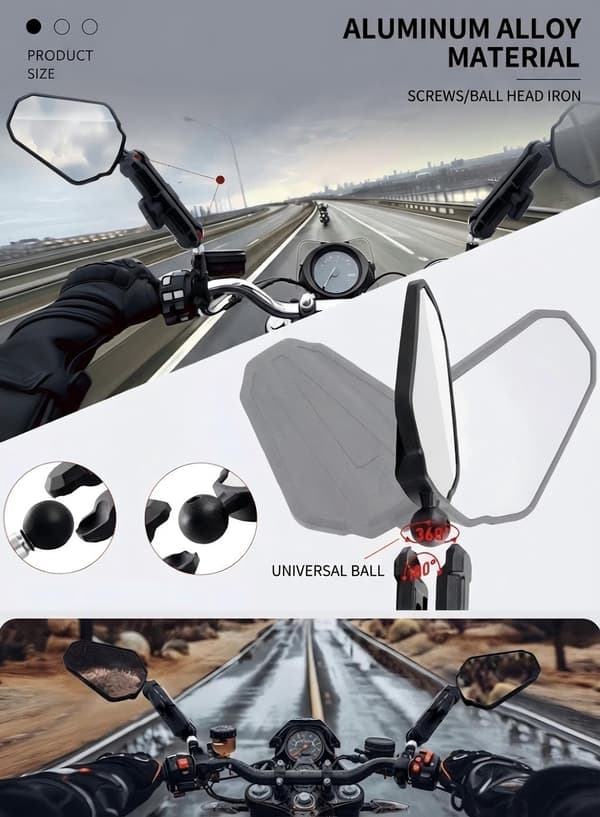 Motorcykelspeglar Vinkeljusterbart Fällbart Styre Sidospegel Westwind Road Styre Sidospeglar Motorcykeltillbehör Black