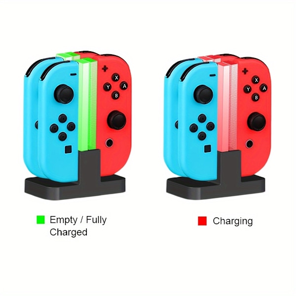 Laddstation för 4 Joy-Con-kontroller – Kompatibel Nintendo Switch med LED-indikatorer"