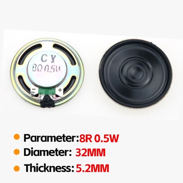 2 st 8R 0,5W högtalare i olika storlekar, 20 mm–66 mm diameter, för utbyte av ljudutrustning NO.1