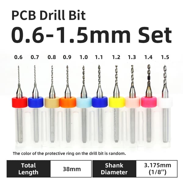 TOOLEYE 10-delars PCB-borrsats Mikroborrar Kretskort 1/8" skaft Mini CNC-borrar PCB 2.7 mm 10 pcs