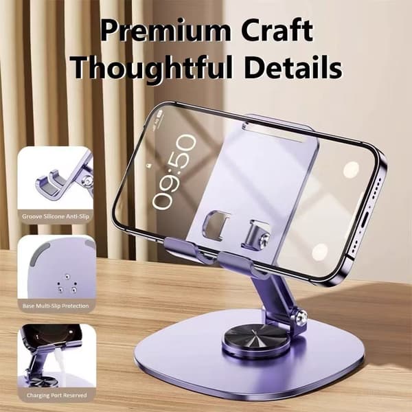 360° roterbar bærbar tablet- og telefonholder til iPad, iPhone 15, Xiaomi skrivebordsmontering purple 1pc