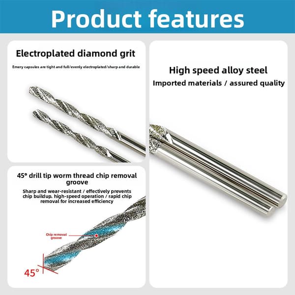 5/10-delt diamantbelagt bor 0,8 mm-4,0 mm mikro HSS spiralbor til fliser, sten, marmor 5 pcs  2.5 mm