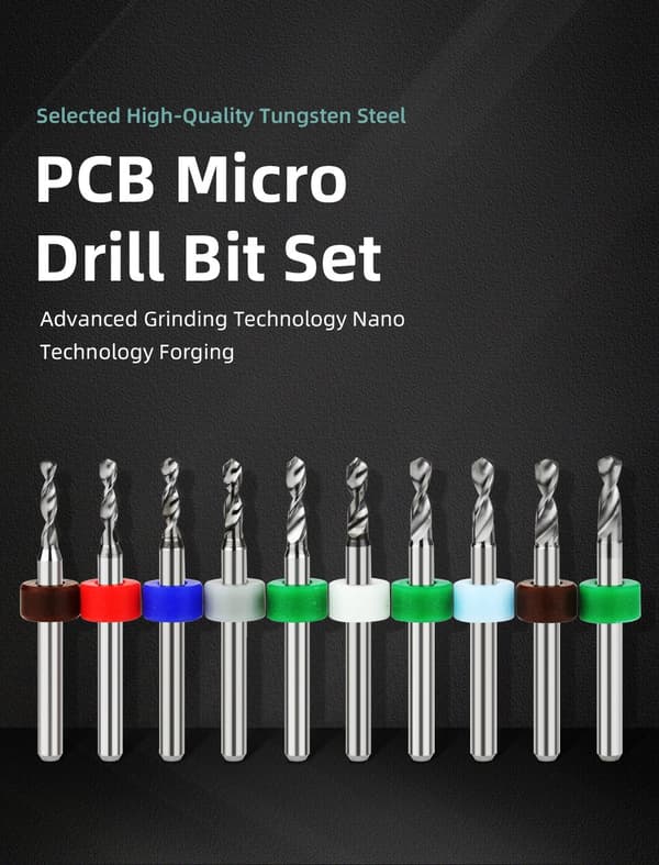 PCB-borehoved 10-delt wolframstål mikrodiameterborehovedsæt 1/8" mini CNC-boremaskine med fast PCB 3.0 mm 10 pcs