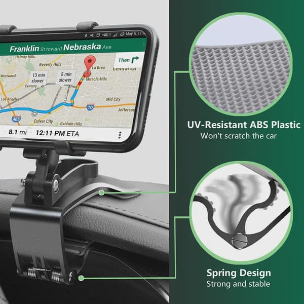 Universel 360° roterende bilholder til iPhone Samsung Xiaomi Huawei GPS Black