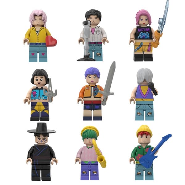 Ny produkt Kpop Devil Hunter Mini Actionfigur Byggstenar Leksak Anime Kringutrustning Skrivbordsdekoration Samling Julklapp 5