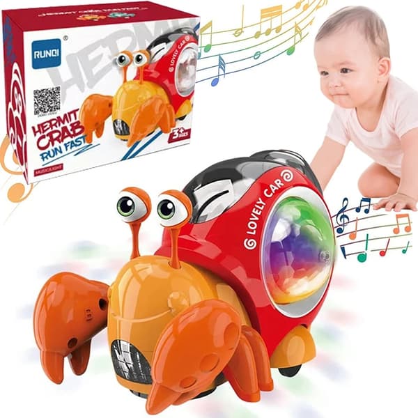 Crawling Dancing Crab Toy for Babies - Glödande musik Light Pet Present för småbarn red