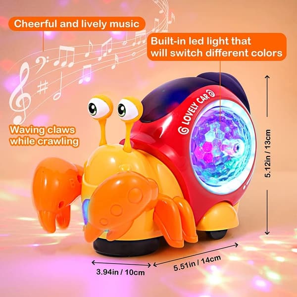 Crawling Dancing Crab Toy for Babies - Glödande musik Light Pet Present för småbarn red