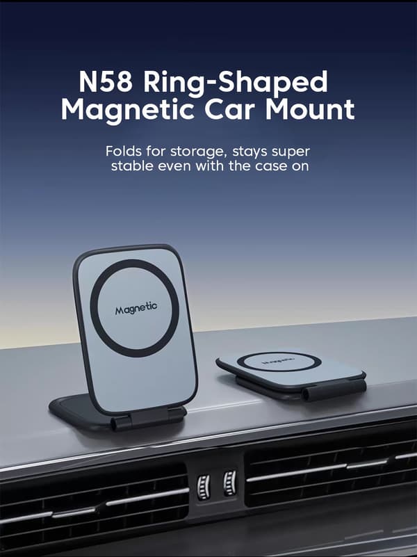 Ultratynd magnetisk bilholder, foldbar montering, universal til iPhone 16 17 Huawei Samsung Holder