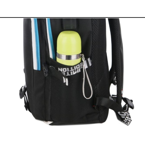 Fortnite Rygsæk - Vandtæt skoletaske med USB og hovedtelefonstik Black
