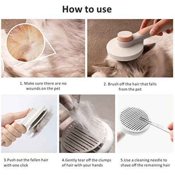 Selvrensende Slicker Brush til hunde og katte fjerner underulden Grey