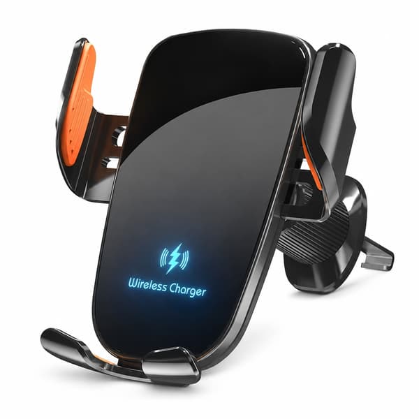 UYUXIO Trådløs Biloplader Luftventil Telefonholder Hurtig Opladning til iPhone 16 Pro Max Samsung Android Black
