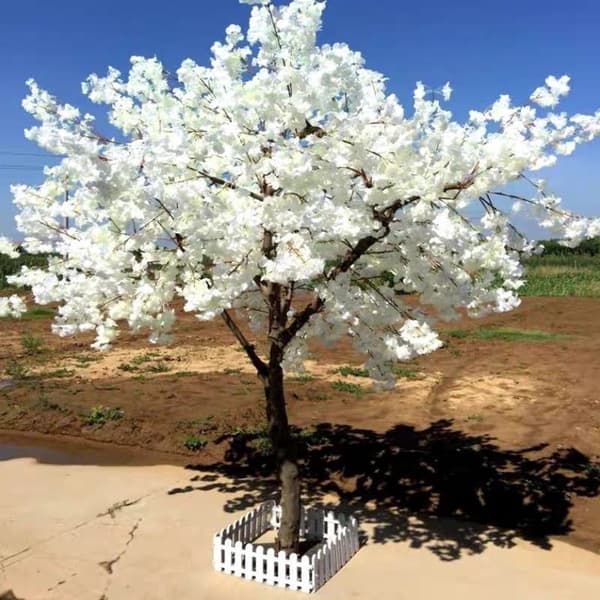 Vit Simulerad Körsbärsblomsträd Bröllopsbåge Set Konstblomma Simulerad Päronblomma Önsketräd Utomhus Golvdekoration Milky White Size 6 feet