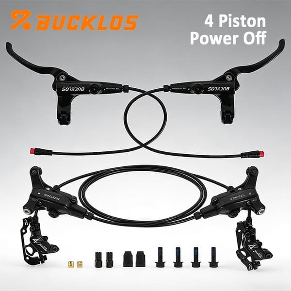 BUCKLOS MTB 4-kolvs hydrauliska skivbromsar fram bak elcykel scooter Power Off- Front