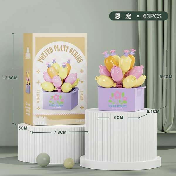 Mini DIY Blombukett Byggklossar Set för barn och vuxna - Creative Construction Gift 504-03-45pcs-no box