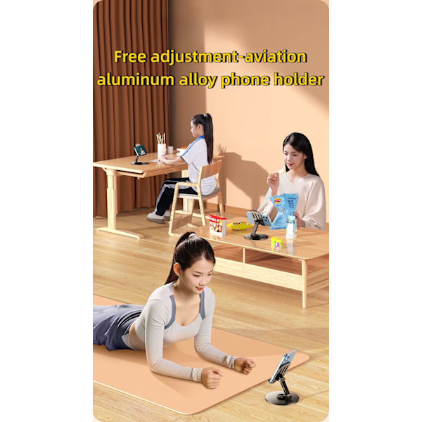 Funicool Justerbar Metal Foldbar Mobiltelefonholder til iPhone 16 15 14 Pro Max Basic White