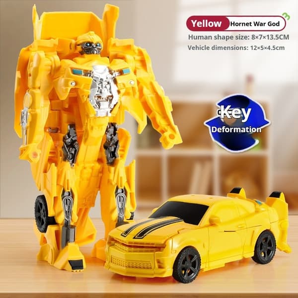 2025 Deformation Car Robot Legetøj - Et-trins transformerende actionfigur til børn, puslespilsmodel Yellow