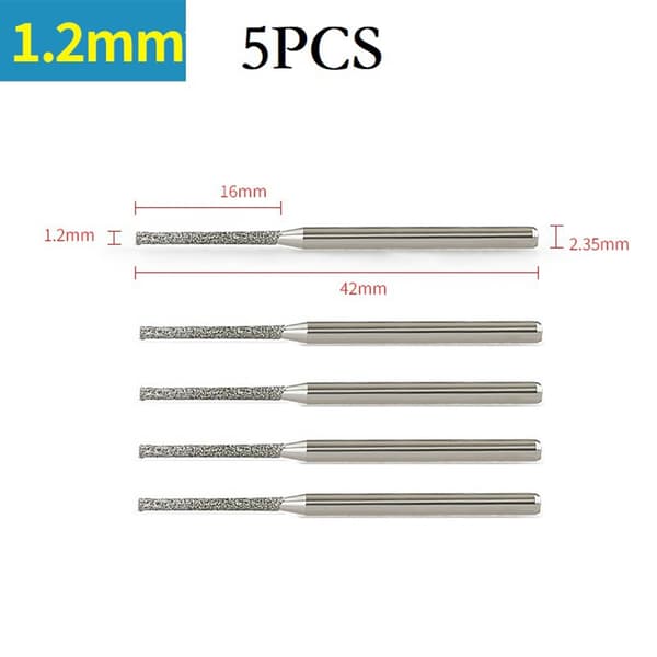 5-delade 0,8-2,5 mm diamantbelagda borrbitar 2,35 mm skaft glas jade bärnsten 5 pcs  0.8 mm
