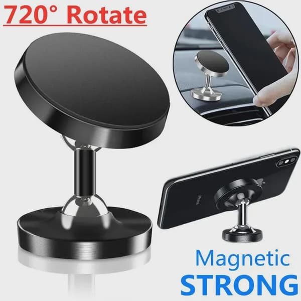 Magnetisk Bilholder Dashboardmonteringsstativ til iPhone Samsung Xiaomi 360 Rotate Black