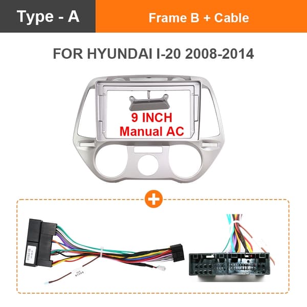 9-tums bilfascia-ramkabel för Hyundai i20 2008-2011 Android storskärmsradio instrumentpanelmonteringssats I20 FrameB Cable Size 9inch