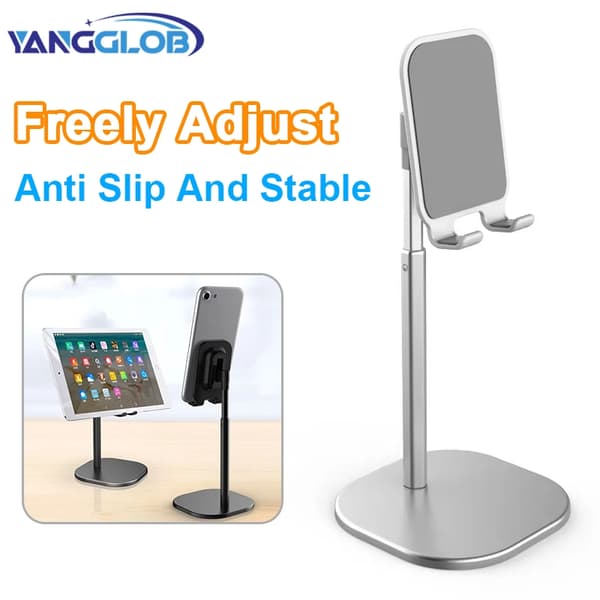 Bordtelefon Tabletholder Universal Justerbar Metalstativ til iPad-telefoner Black