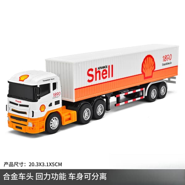 1:64 Liten trailercontainerlastbil Gulf-version Simulering legeringsbilmodell prydnadsleksak Samla pojkleksaker presenter No Box3