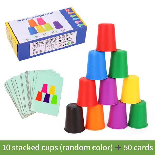 Montessori Mini Stack Cup Spil - Pædagogisk farvekognition og logiktræning for børn Multicolour
