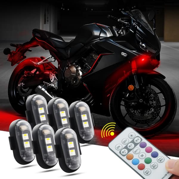 RGB LED-fly Strobelys Motorcykellys LED-blitzposition Trådløst lys Fly Helikopter Advarselslys 8pcs