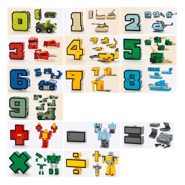 GUDI Transforming Robot Car Model - Educational Alfabet & Math Action Figur Leksak för barn 4pcs ABCD NO BOX