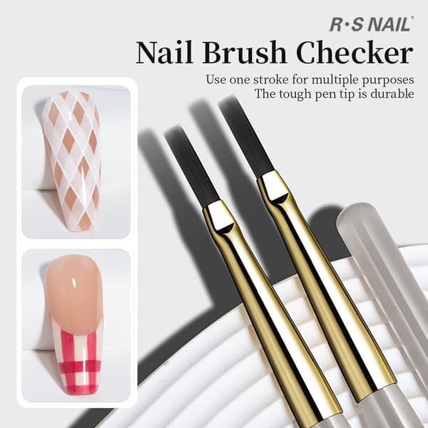 RSNAIL Nail Art Brush Checker för teckning och målning 2pcs Sweep Brush