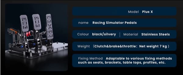Plus X Sim Racing Simulator Pedal PC Simracing Pedaler Stöder VAM VAM RPO Vibrationsmotor Körspel Tillbehör PLUS-P3-H3