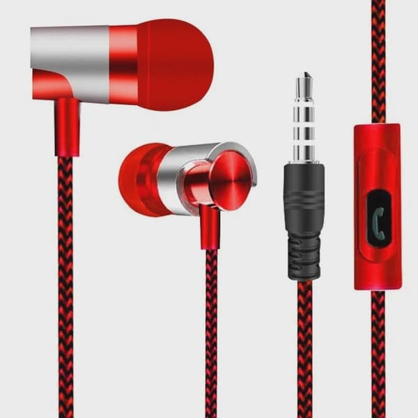 Trådbundna in-ear-hörlurar med mikrofon och volymkontroll, 3,5 mm Red