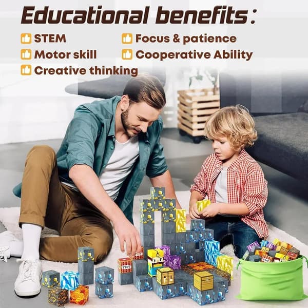 Magnetiske byggeklodser til børn 3+ - STEM sensorisk legetøj til kreative gør-det-selv-modeller random 300 pcs cube