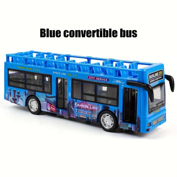 Dobbeltdækker sightseeingbus model støbt pull back køretøjer legetøj inertibil byturbus dør åben lys lyd legetøj til drenge red PRO