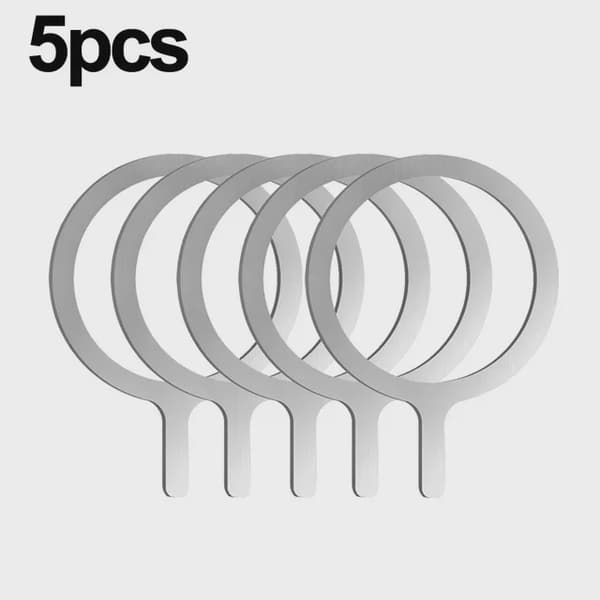 2024 Rustfrit Stål Universal Magnetisk Metalplade Ring til Magsafe Trådløs Oplader Holder Silver-C 5Pcs