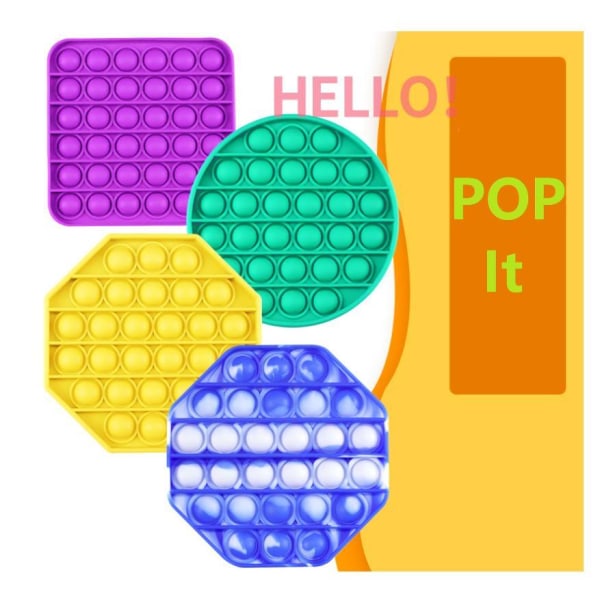 Popit Fidget Pop It CE-godkendt 4 modeller Yellow Gul