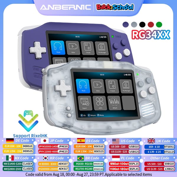 ANBERNIC RG34XX Retro Handheld Game Console 3,4” IPS Linux 64-bitars 3500mAh videospelspelare TR Green 64GB